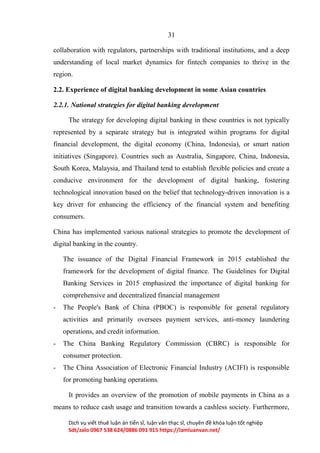 THE DEVELOPMENT OF DIGITAL BANKING: ASIA EXPERIENCE AND LESSONS LEARNED ...