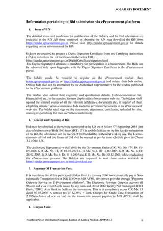 Request for selection document for grid connected solar photo voltaic ...