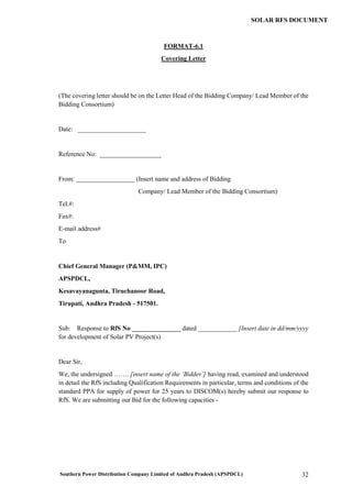 Request for selection document for grid connected solar photo voltaic ...