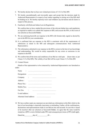Request for selection document for grid connected solar photo voltaic ...