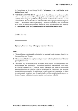 Request for selection document for grid connected solar photo voltaic ...