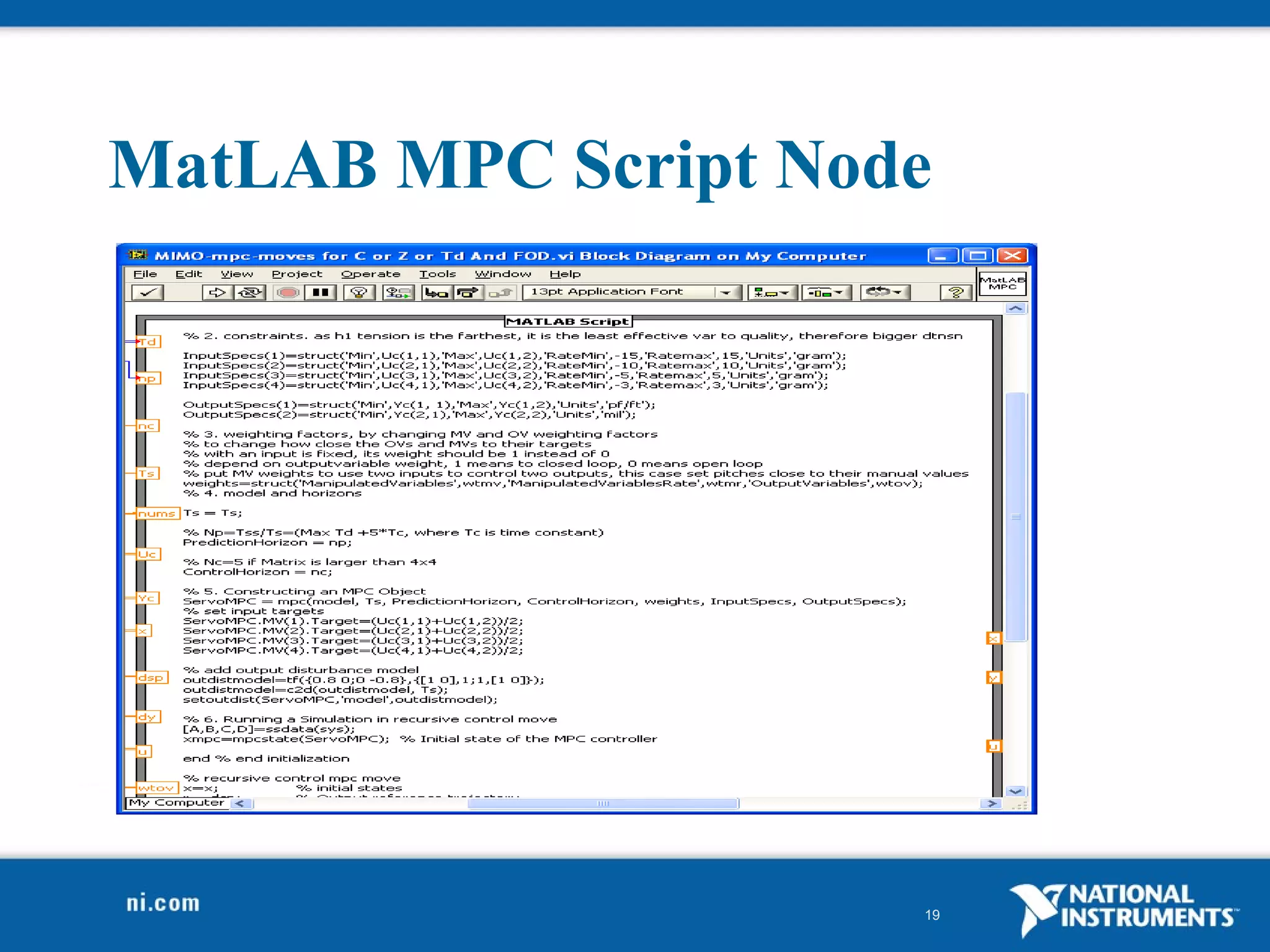 MatLAB MPC Script Node 