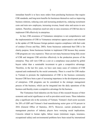 CORPORATE SOCIAL RESPONSIBILITY IN THE VIETNAMESE FOOD INDUSTRY ...