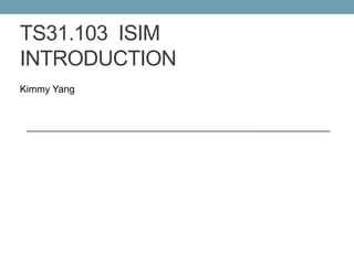 TS31.103 ISIM
INTRODUCTION
Kimmy Yang
 