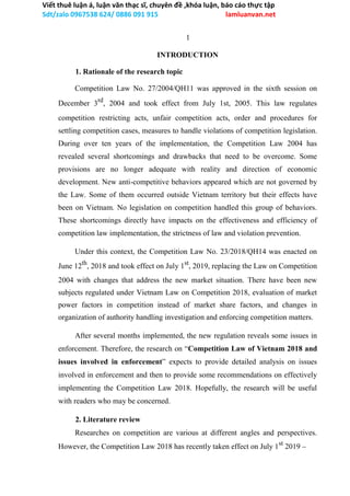 COMPETITION LAW OF VIETNAM 2018 AND ISSUES INVOLVED IN ENFORCEMENT | DOC