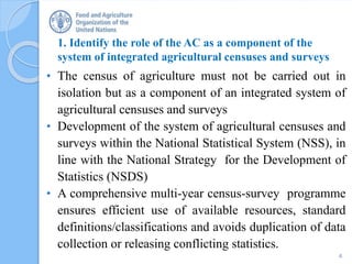 Main steps in developing and implementing the census of agriculture | PPTX