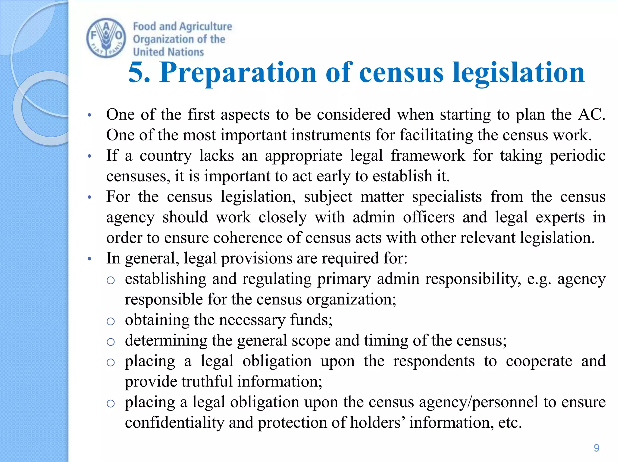 Main steps in developing and implementing the census of agriculture | PPTX