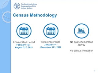 Census Methodology
7
Enumeration Period
February 1st –
August 31st, 2011
Reference Period
January 1st –
December 31st, 2010
No post-enumeration
survey
No census innovation
 