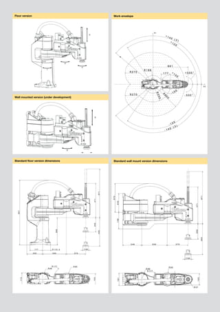 Floor version                              Work envelope




Wall mounted version (under development)




Standard floor version dimensions          Standard wall mount version dimensions
 