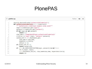 12/24/13 Understanding Plone Security 14
PlonePAS
 