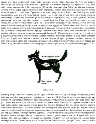 ñàÿíû íýã èí÷ õýìæýýíèé îðîí çàéä èëýðäýã ãýäýãò áàéõ áîëîìæòîé. Òýð íü áèäýíä
àæèãëàãäàõã¿é áàéõààð òèéì áàãà þì. Îðîí-öàã òóí õàâòãàé õàðàãäàõ öàã õóãàöààíû íýã, îðîí
çàéí ãóðâàí õýìæýýñèéã ë áèä îëæ õàðäàã. Æ¿ðæèéí ãàäàðãóóã õàðæ áàéõàä ÿã èéì þì òîõèîäîã.
Îéðîîñ òýð íü ìóðóé ñàðèé, îâîí òîâîíòîé õàðàãäàíà, õîëîîñ îâîí òîâîí íü õàðàãäàõã¿é áºãººä
æ¿ðæ ãºëãºð ìýò õàðàãäàíà. Îðîí-öàã ÷ ÿã èéì, ó÷èð íü ìàø áàãà õýìæýýíä òýð íü àðâàí
õýìæýýñòýé, ìàø èõ ìóðóéñàí áàéíà, õàðèí òîì õýìæýýíä ìóðóé õèéãýýä íýìýëò õýìæýýñ
õàðàãäàõã¿é. Õýðýâ ýíý òºñººëºë ¿íýí áîë ñàíñðûí çîð÷èã÷äîä ìóó ìýäýý õ¿ðýõ íü. Íýìýëò
õýìæýýñ¿¿ä ñàíñðûí õºëãèéí ãàðöàíä õýòýðõèé áàãàäíà. Ãýâ÷ ººð íîöòîé àñóóäàë ÷ ¿¿ñëýý.
ßàãààä á¿õ õýìæýýñ áèø, õàðèí çàðèì íü ë æèæèãõýí áºìáºðöºãò öîìòãîãäîõ ¸ñòîé âý? Ìàø
ýðòíèé îð÷ëîí åðòºíöèéí á¿õ õýìæýýñ ìàø èõýýð ìóðóéñàí áàéñàí áîëîëòîé. ßàãààä ¿ëäñýí
áóñàä íü õóìèãäñàí õýâýýð ¿ëäñýí áàéõàä öàã õóãàöààíû íýã, îðîí çàéí ãóðâàí õýìæýýñ òýíèéñýí
áý? Áîëîìæèò õàðèóëòûí íýãèéã "õ¿ì¿¿í" çàð÷èì ºãäºã. Îðîí çàéí õî¸ð õýìæýýñ áèä ìýòèéí
íàðèéí íèéëìýë àìüòàä õºãæèõºä õàíãàëòã¿é áîëîëòîé. Æèøýý íü, íýã õýìæýýñò äýëõèé äýýð
àìüäàð÷ áàéãàà õî¸ð õýìæýýñò àìüòàä óóëçààä çºðºõäºº áèå áèåí äýýðýý ìºëõºæ ãàðàõ õýðýãòýé
áîëîõ íü. Õýðýâ õî¸ð õýìæýýñò àìüòàí ýöýñëýí øèíãýõã¿é ç¿éëýýð õîîëëîñîí áîë ¿ëäýãäýë íü
õîîë òýæýýë îðæ èðñýí òýð ãàçðààðàà ÿëãàðàõ ¸ñòîé áàéëàà, ó÷èð íü á¿õ áèåýð íü íýâò ãàðñàí ñ¿â
áàéâàë õî¸ð õýìæýýñò àìüòàí ìààíü õî¸ð òóñäàà õýñýãò õóâààãäàæ, ñàëæ óíàõ áàéëàà (çóðàã 10.8).
çóðàã 10.8
Òýãýõýýð õî¸ð õýìæýýñò àìüòàíä öóñíû ýðãýëò áàéíà ãýæ ¿çýõýä òóí õýö¿¿. Õ¿íäðýë¿¿ä îðîí
çàéí õýìæýýñèéí òîî ãóðâààñ èë¿¿ áàéõàä ÷ ¿¿ñýõ àæýý. Õî¸ð áèåèéí õîîðîíäûí òàòàëöëûí õ¿÷
çàéíààñ õàìààð÷ ãóðâàí õýìæýýñò îðîí çàéä áàéäãààñ õóðäàí áàãàñàõ áîëíî. (Çàé õî¸ð äàõèí ºñºõ
¿åä ãóðâàí õýìæýýñò îðîí çàéä òàòàëöëûí õ¿÷ äºðºâ äàõèí áàãàñäàã áîë äºðâºí õýìæýýñò îðîí
çàéä íàéì äàõèí, òàâä àðâàí çóðãàà äàõèí ãýõ ìýòýýð áàãàñíà.) Ýíý íü íàðûã òîéðîí ýðãýäýã
ãàðàãóóäûí æèøýýëáýë, äýëõèéí òîéðîã çàì òîãòâîðã¿é áàéõ áàéñàí ãýñýí ¿ã. Òîéðîã çàìààñ
º÷¿¿õýí õàçàéõ íü (áóñàä ãàðàãûí òàòàëöëààñ áîëñîí ãýå) äýëõèé íýã áîë íàðíààñ õîëäîæ ¿ã¿é
áîë íàð ëóó îéðòîí ìóøãèð÷ ýðãýõýä õ¿ðãýíý. Òýãýõýýð áèä íýã áîë õºëäºæ, ¿ã¿é áîë øàòàæ ¿õíý.
¯íýíäýý òàòàëöëûí õ¿÷ çàéíààñ õàìààðàõ ýíý øèíæ ãóðâààñ äýýø õýìæýýñòýé îðîí çàéä èæèë
áàéñàí áîë íàð íü äàðàëò, òàòàëöàë õîîðîíäûí òýíöâýð òîãòñîí òîãòâîðòîé òºëºâò áàéæ
÷àäàõã¿é áàéñàí. Òýðýýð õýäýí õýñýã áîëîí áóòðàõ áàéñàí ýñâýë õàð í¿õ áîëîí õóìèãäàõ áàéâ.
 