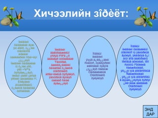 Хичээлийн зîðèëт:Íèéãìèéíõàìãààëàë ãýæþó áîëîõ, ò¿¿íèéòîãòîëöîîã àíãèëàí òàéëáàðëàí ñõåì÷ëýí¿ç¿¿ëýõÍèéãìèéí õàìãààëàë íü õ¿íèé ýðõ,ýðõ ÷ºëººã õýðýãæ¿¿ëýõ,íèéãýì ýäèéí çàñàãýðõèéí áàòàëãàà ìºí.Èðãýäèéíàìüæèðãààíû ò¿âøèíã õàíãàõàä òóñàëäàã.Ìîíãîëûííèéãìèéí õàìãààëëûí òîãòîëöîî íü ÿäóóðëûããýòëýõ, ÿëàíãóÿà õ¿íàìûí äîîä äàâõðààíûîðëîãûã àõèóëàõ, îðîíñóóöíû íºõöëèéã ñàéæðóóëàõ,ýð¿¿ë ìýíä áîëîâñðîëûãÑàéæðóóëàõ, ýð¿¿ë ìýíä áîëîâñðîëûã äýýøë¿¿ëýõýä õýðõýí¿éë÷èëæ áàéãààãÒîäîðõîéëîíõýëýëöýõÍèéãìèéí äàâõðààæèëûí ýñðýã ñºðºã ¿ð äàãàâàð òóõàéëáàëŸäóóðàë,àæèëã¿éäëèéíõàìààðàë ò¿âøèíãòîäîðõîéëîõ àðãà÷ëàëûã õýðýãëýõ,ÿäóóðëûã ãýòëýõ òàëààð ñàíàëäýâø¿¿ëýõÌîíãîëûííèéãìèéíýìçýã á¿ëã¿¿äèéíñòàòóñ, òýäãýýðèéíøàëòãààí òýäýíä¿ç¿¿ëýõ õàëàìæ ÕàìãààëàëûãÒîäîðõîéëîõõýëýëöýõЭНДДАР