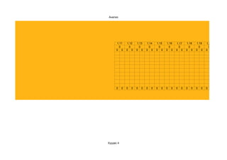 Анализ




      1,11     1,12    1,13    1,14    1,15    1,16    1,17    1,18    1,19    1,20
        0        0       0       0       0       0       0       0       0       0
      0 0      0 0     0 0     0 0     0 0     0 0     0 0     0 0     0 0     0




      0    0   0   0   0   0   0   0   0   0   0   0   0   0   0   0   0   0   0




Хуудас 4
 