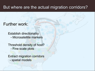 But where are the actual migration corridors? <ul><li>Further work: </li></ul><ul><ul><li>Establish directionality </li></...
