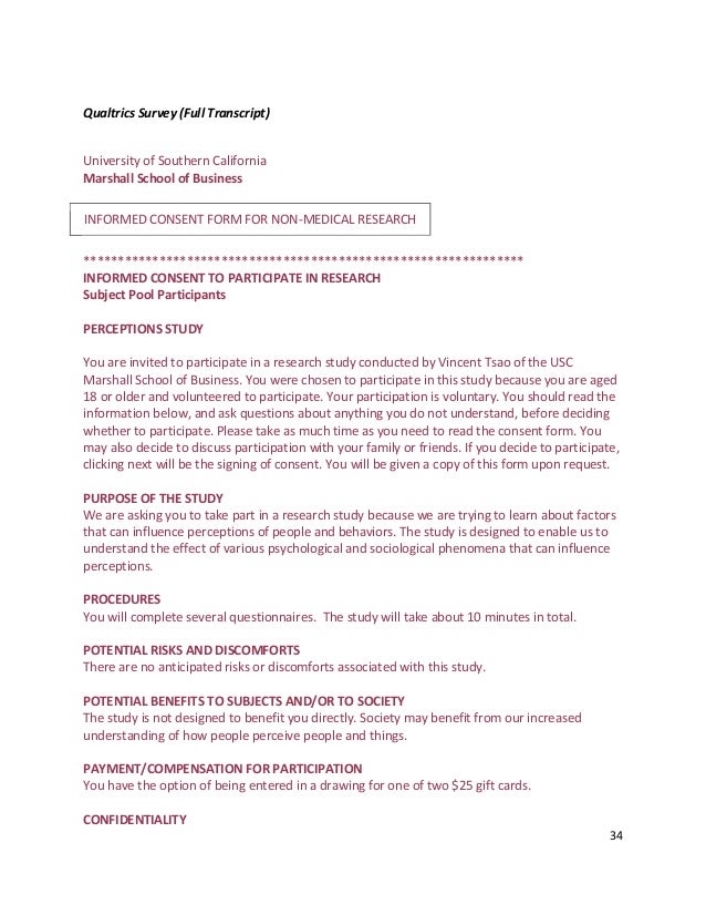 effect of education experience and media on usc students preferenc qualtrics consent form