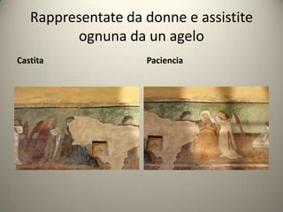 Rappresentate da donne e assistite
         ognuna da un agelo
Castita             Paciencia
 