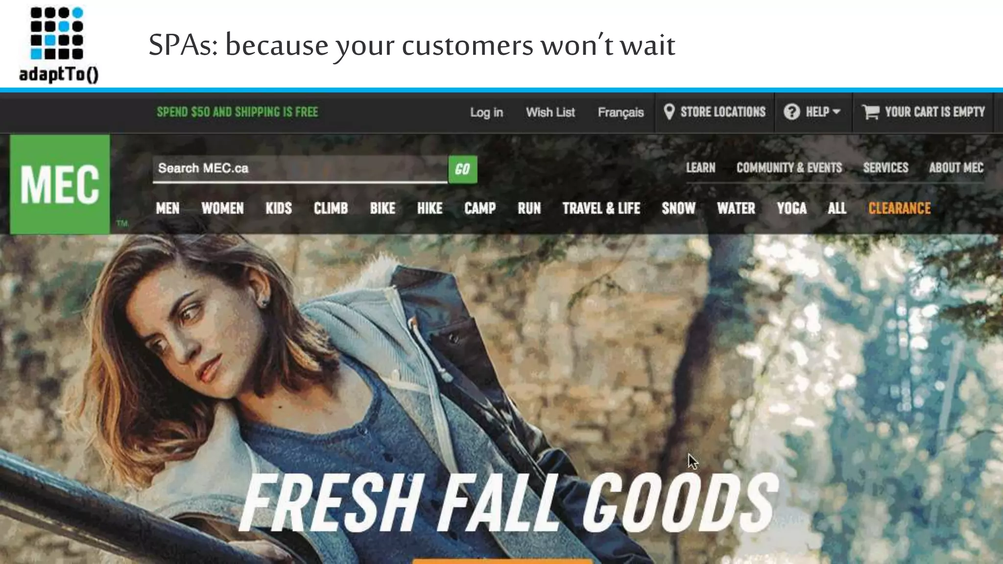 SPAs: because your customers won’twait
adaptTo()2015 5
 <TODO: gif of image loading dial-up style>
 