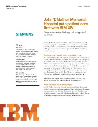 John T. Mather Memorial Hospital puts patient care first with IBM XIV