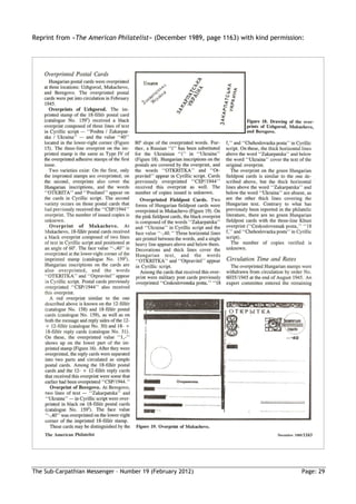 Reprint from »The American Philatelist« (December 1989, page 1163) with kind permission:




The Sub-Carpathian Messenger – Number 19 (February 2012)                               Page: 29
 