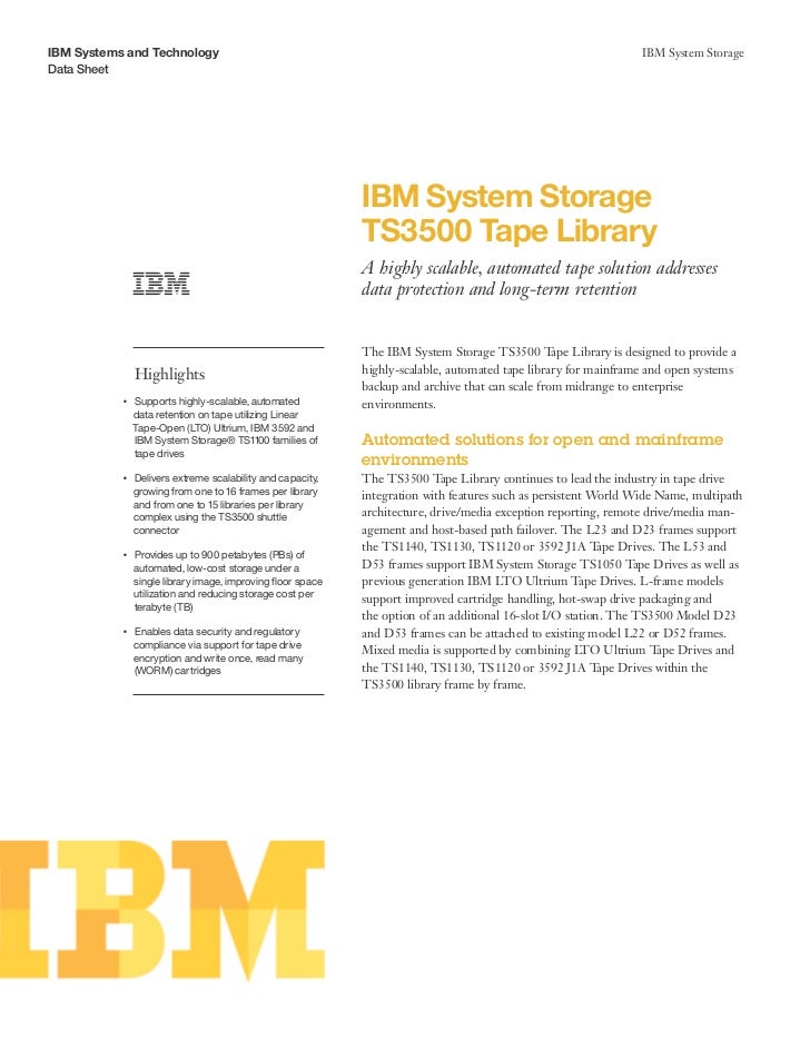 IBM System Storage TS3500 Tape Library
