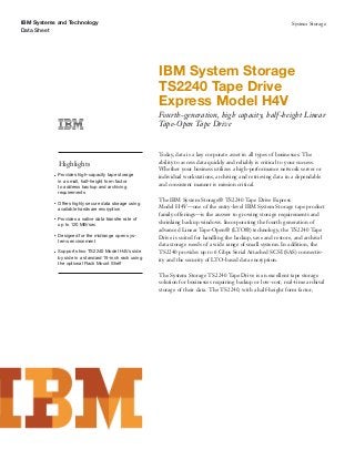 IBM System Storage Tape DriveExpress Model H4V