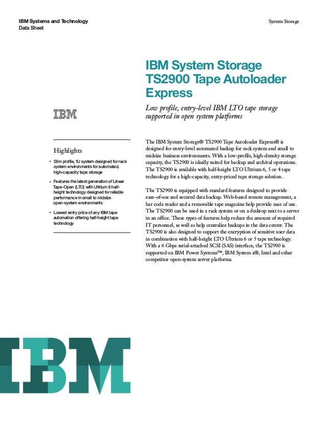 IBM System Storage TS2900 Tape Autoloader