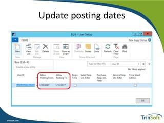 trinsoft.com
Update posting dates
 