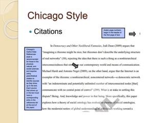 Chicago Style
 Citations
 