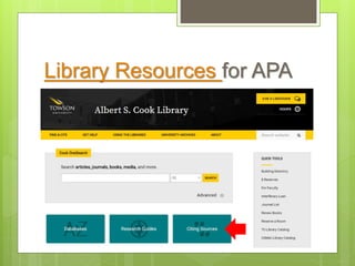 Library Resources for APA
 