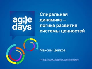 Спиральная
динамика –
логика развития
системы ценностей
Максим Цепков
http://www.facebook.com/mtsepkov
 