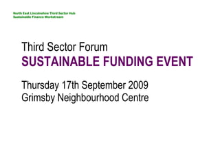 North East Lincolnshire Third Sector Hub Sustainable Finance Workstream ,[object Object]