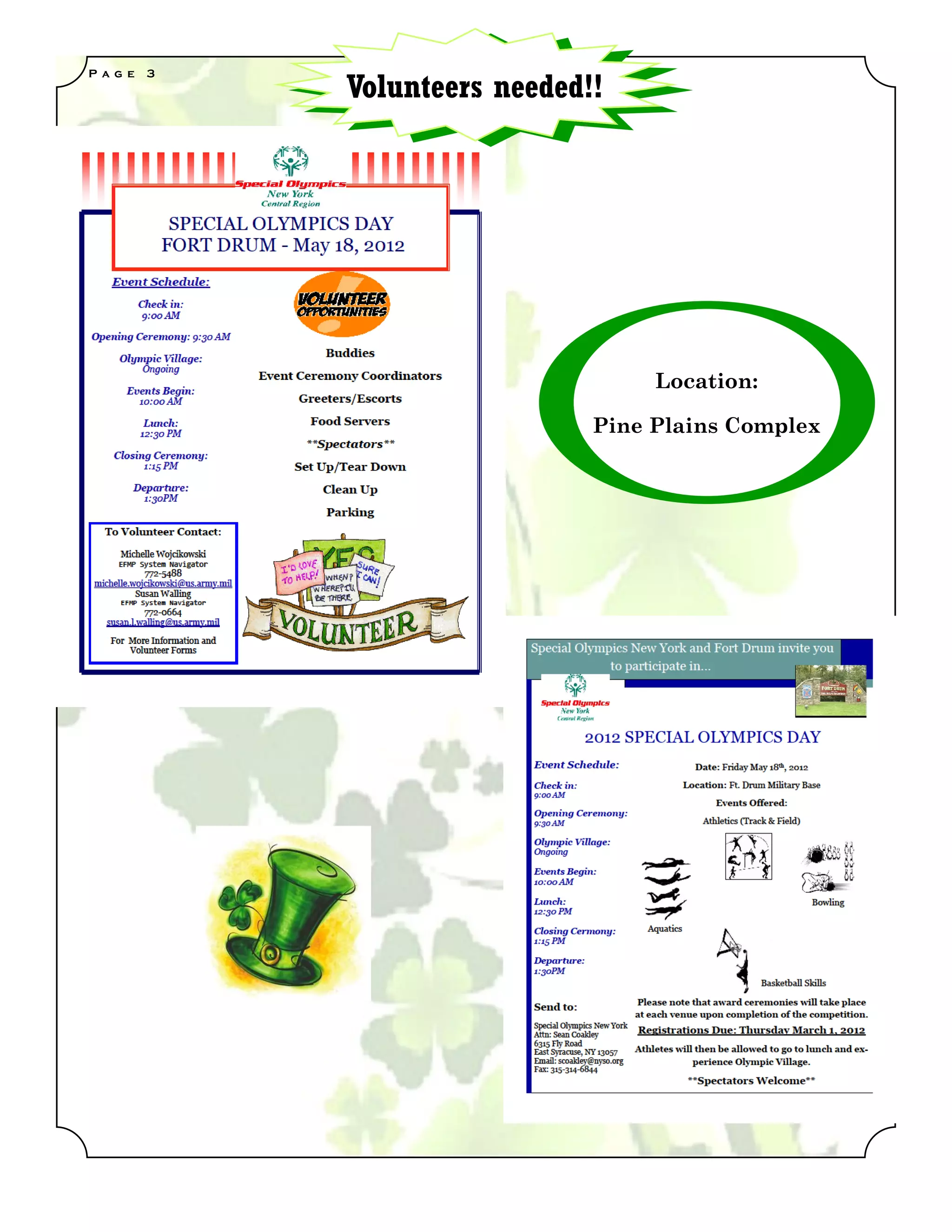 Volunteers needed!!
P a g e   3




                                     Location:

                                Pine Plains Complex
 