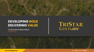 DEVELOPING GOLD
DELIVERING VALUE
Corporate Presentation
January 2023
TSXV: TSG | OTCQX: TSGZF
www.tristargold.com
 
