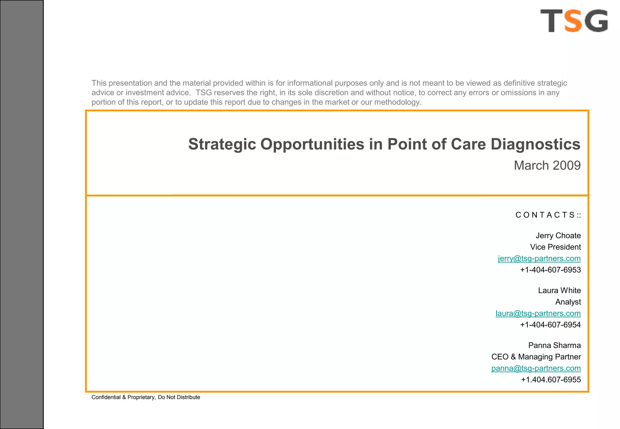 Tsg Poc Dx Introductory Overview March2009 D