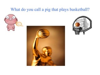 What do you call a pig that plays basketball? 
 