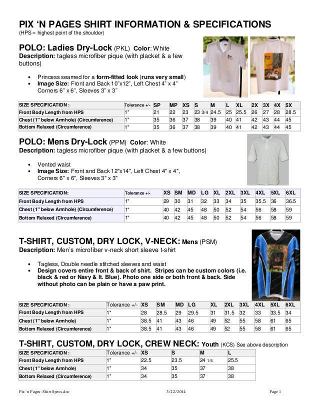 t shirt specs