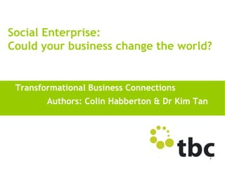 Social Enterprise: Can Business Change the World?