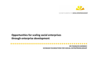 Opportunities for scaling social enterprises 
through enterprise development 

                                                      DR FRANÇOIS BONNICI
                            SCHWAB FOUNDATION FOR SOCIAL ENTREPRENEURSHIP
 