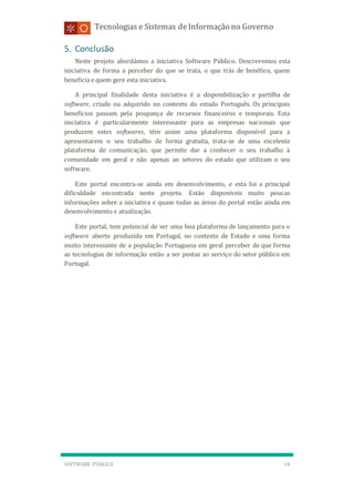Iniciativa e-Government, Software Público (http://www.softwarepublico.gov.pt/)