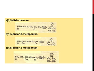 a)1,5-dixlorheksan
b)1,5-dixlor-2-metilpentan
c)1,5-dixlor-3-metilpentan
 