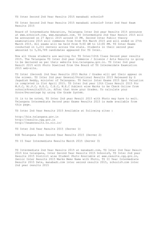 Ts intermediate 2nd year results 2015 | TXT