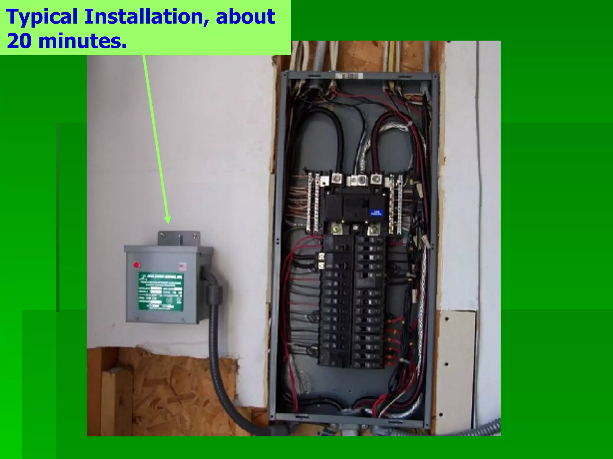 Typical Installation, about 20 minutes. 