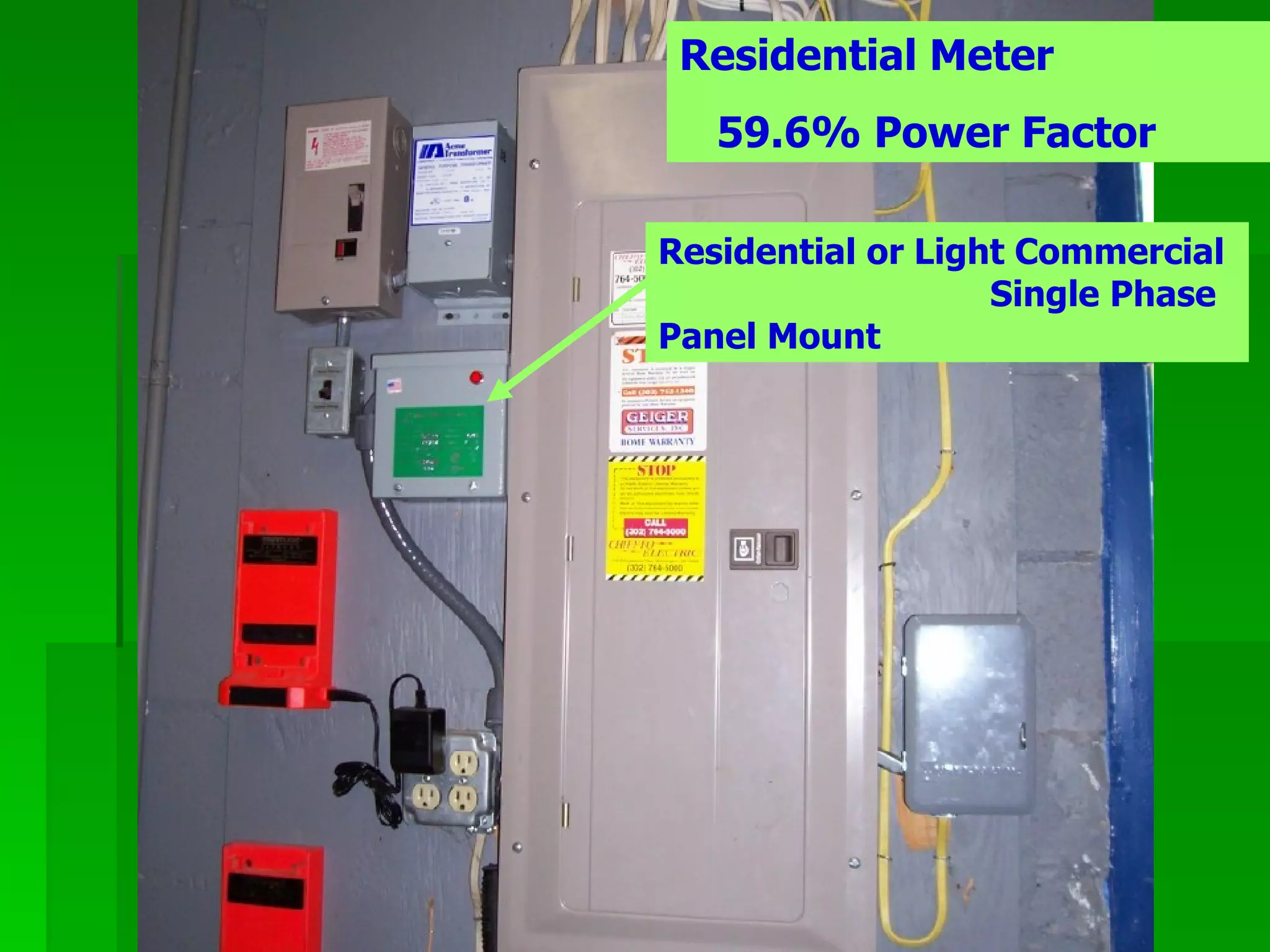 Residential or Light Commercial  Single Phase Panel Mount  Residential Meter  59.6% Power Factor 
