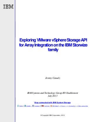 Exploring Vmware vSphere Storage API for Array Integration on the IBM storwize family