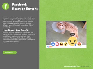 SOCIAL MEDIA TRENDS 2016 The Social Lights®
New Features
for Facebook
Lead Ads
Facebook has rolled out context cards and o...