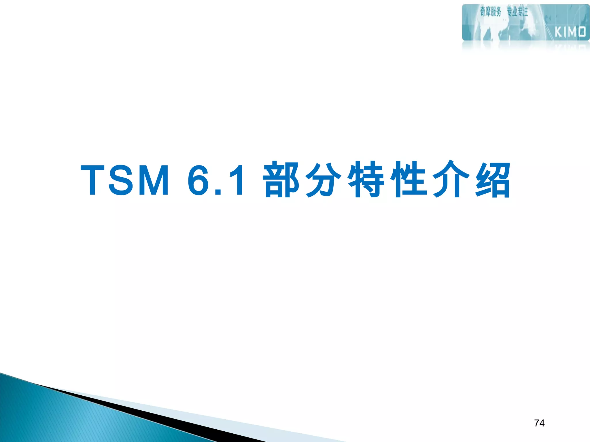 TSM 6.1 部分特性介绍
74
 