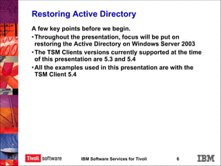 Tsm ad restore | PPT