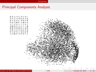 Introduction 
Principal Components Analysis 
Laurens van der Maaten and Georey Hinton, JMLR 2008 (MCLta-bS)NE October 30, 2014 5 / 33 
 
