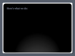 Here’s what we do: 