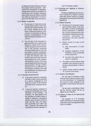 Technical Standards and Operating Requirements for Television